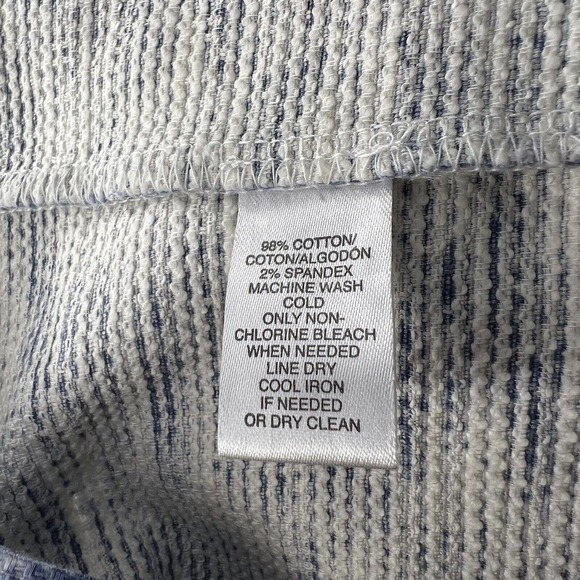 LOFT Petite Blue & White Abstract Striped Short Sleeve Knit Shift Dress Sz 2P - Picture 9 of 10